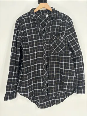 Bdg black brown plaid large flannel shirt thumbnail 1