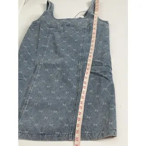 Mustard Seed Washed Denim Bow Sleeveless Jean Jumper Dress Women's Small thumbnail 8