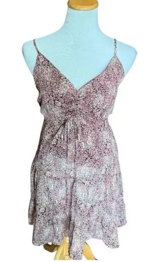 Womens Altard State Floral Print Burgundy Sleeveless Tiered Dress - Sz M thumbnail 1