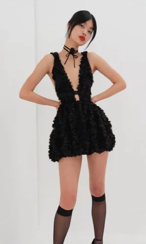 For Love and Lemons, Astrid, black, open back mini dress XS thumbnail 1