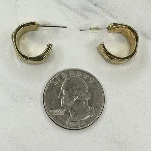 Chico's Hammered Metal Gold Tone Hoop Earrings ✨ thumbnail 3