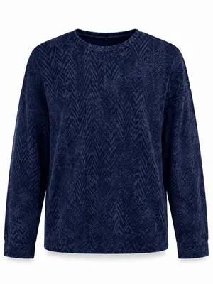 Athleta Navy Abstract Print Soft Crewneck Sweatshirt Women’s Small thumbnail 2