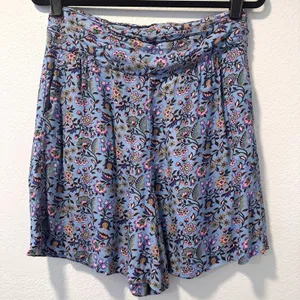 Boden Size-8/UK-12 Blue Ruched Waistband‎ Shorts Dusty Oriental Meadow thumbnail 1