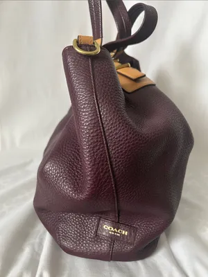 COACH Soft Legacy XI Eggplant Purple Pebbled Leather Drawstring Tote Bag Purse 🌺 thumbnail 3