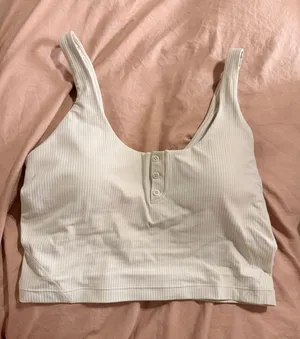Lululemon Ribbed Button-Front Align Tank in Cream thumbnail 1
