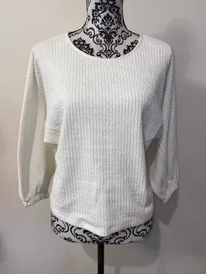 Anthropologie Arya Textured Scoopneck Boho Sweater 3/4 Balloon Sleeve Size XS thumbnail 2