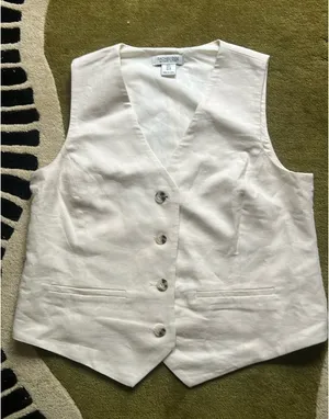 Rachel Zoe Cream Button Down Vest thumbnail 1
