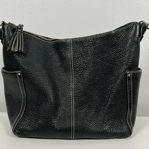 Kate Spade Black Pebbled Leather HandBag 2 Outside pockets, cloth interior thumbnail 1