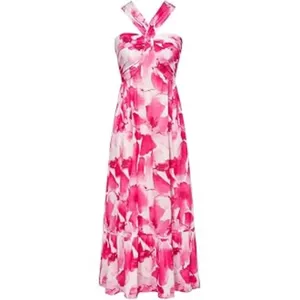 Grace Karin Criss Cross Halterneck Flowy A Line Maxi Dress in‎ Pink Watercolour thumbnail 3