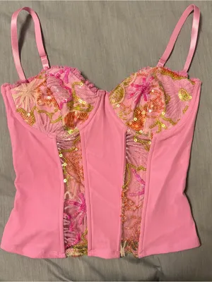Edikted Medium Pink Inka Sequin Beaded Floral Underwire Top thumbnail 1