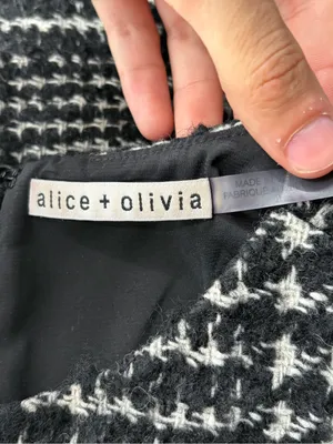 Alice and Olivia Clyde in Black & White Patchwork A-line Mini Shift Dress sz 4 thumbnail 4