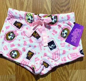 Bratz Y2K Flip Phone Pink Fleece Shorts Size M NWT thumbnail 1