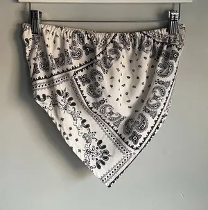 Bandana Top White Black Tube‎ Top Festival EDM Rave Party Country Concert size M thumbnail 1