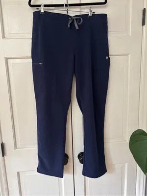 Figs‎ Yola Scrub Pants Elastic Waist Navy Blue High Waist Straight Size Large thumbnail 4