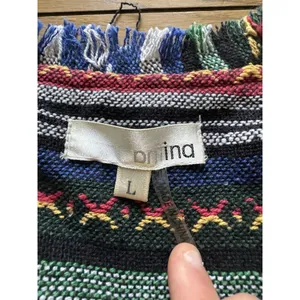 Priina Women Size Large Aztec Western‎ Country Zip Pockets Fringe Full Zip Artsy thumbnail 3