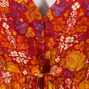 Floral Prairie Maxi Dress Small Boho Festival Cottagecore Orange Pink Romance thumbnail 9