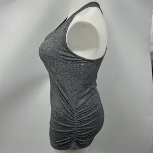 Athleta charcoal gray nylon ruched racerback tank large thumbnail 2