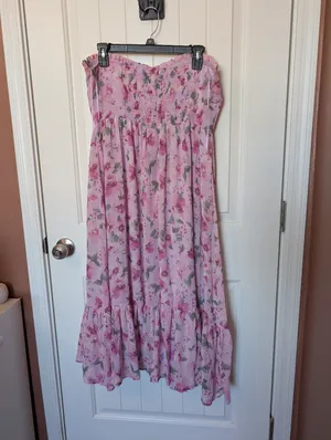 Storia Sleeveless Floral Sweetheart Midi Dress Large Pink/Green thumbnail 2
