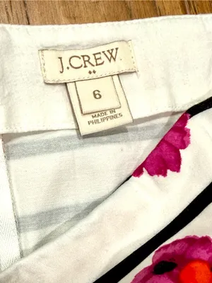J. Crew Mini Skirt Women's Sz 6 White Black Stripes Pink /Purple Flowers Pockets thumbnail 5