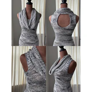 Y2K Vintage Arden B Sequin Dress Knit Tunic Whimsigoth Fairy 2000s Cowl Neck XS thumbnail 3