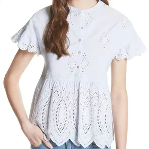 ✨ Wild Pearl Cream Flowy Babydoll Eyelet Top✨ thumbnail 1