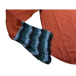 Pilcro Rust Orange Waffle Knit Crochet Bell Sleeve Top Womens Medium‎ M P-13 thumbnail 3