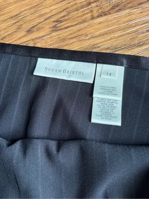 Susan Bristol Black Pinstripe Skirt with Embroidered Leaf Motifs 14 thumbnail 3
