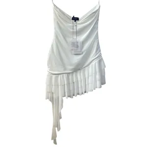 MAJORELLE Clara Ruffle Hem Strapless Mini Dress in White Bridal Medium NWT thumbnail 4