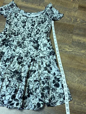 American Eagle Women Medium Black Cream Floral Smocked Tiered Cotton Mini Dress thumbnail 5