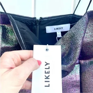 Likely Lurex‎ Haley Metallic Purple Iridescent Mini Cocktail Dress Revolve 4 thumbnail 7