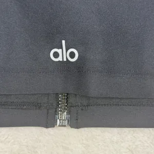 Alo Yoga Womens Black Front Zip O-Ring Square Neck Crop Top W1246R Size S thumbnail 9