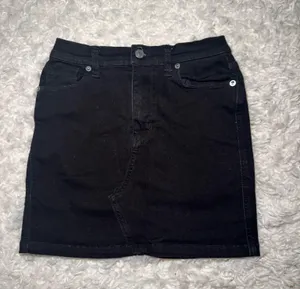 Free People Black Denim Skirt Mini thumbnail 1