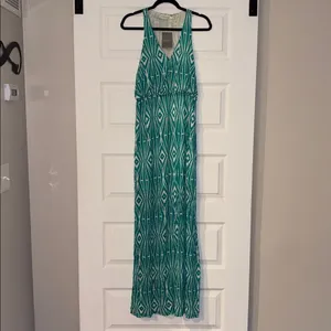 Anthropologie The Addison Story Green & White Geometric Print Maxi Dress, NWT thumbnail 3