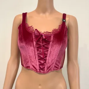 Victoria's Secret small Dream Angels faux lace up velvet corset BC 3186 thumbnail 9