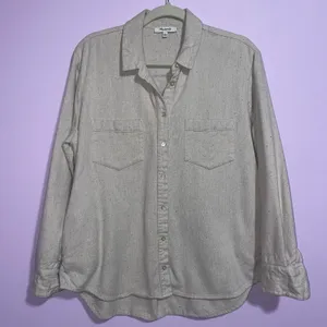 Madewell Button Up Shacket Women M Cream Long Sleeve Pockets Casual Minimalist thumbnail 1