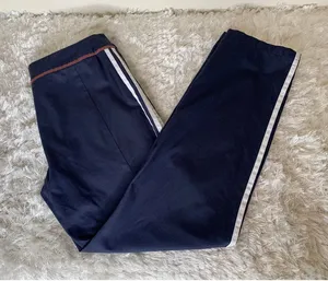 Adidas Blue Sz Large Three Stripe Pants Pockets Twill thumbnail 1