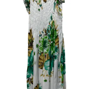 Women Floral Dress Small Cottagecore Tropical Smocked Midi Lightweight Vacation thumbnail 8