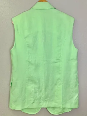 NWT Free People Linen Cotton Oversized Vest Shoulder Pad Long Length Lime Neon thumbnail 4