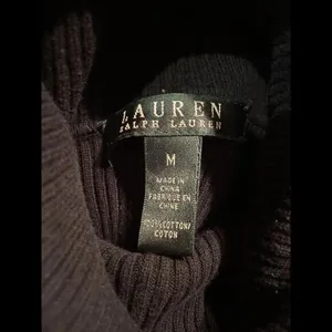 Vtg Lauren Ralph Lauren Womens Medium Cotton Knit Turtleneck Sweater‎ Striped thumbnail 6