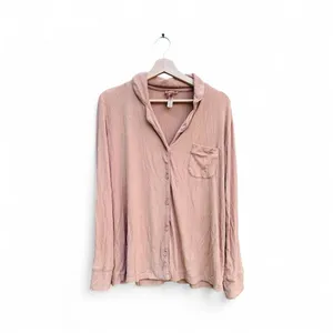 Skims Woman’s Pajama Top Size S Long Sleeve Button Up‎ Brown Ribbed Collared thumbnail 6
