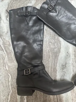 SAM EDELMAN Leather Painter Back Entry Riding Equestrian Boots Combat Black 8.5 thumbnail 3