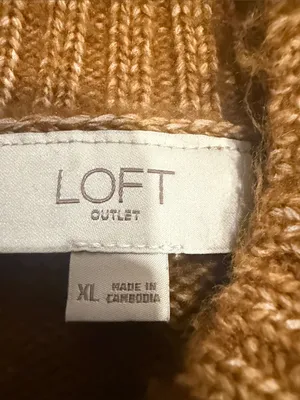 Loft outlet mustard brown mock neck sweater size xlarge . thumbnail 4