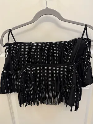 Main Strip Skirt Set Black Fringe S thumbnail 3