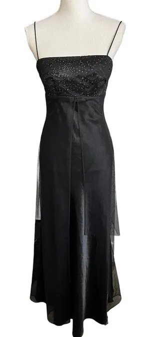 Fiesta black Y2K whimsigoth beaded gown dress size small vintage witchy thumbnail 1