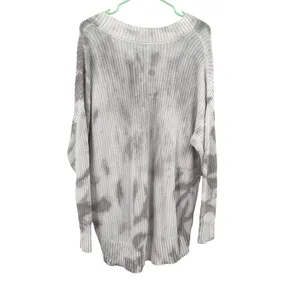 Aerie size Small oversized pullover style sweater v neck‎ gray white marbled thumbnail 2