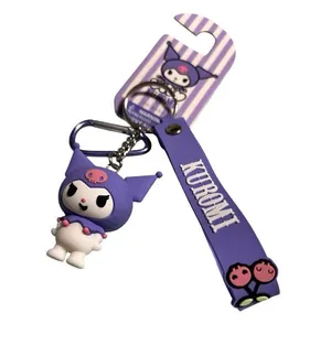 Kuromi Keychain with Purple Strap Hello Kitty Sanrio NWT thumbnail 2