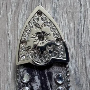 Blazin‎ Roxx Womens Western Snakeskin Rhinestone Studded Leather Belt Grey M thumbnail 7
