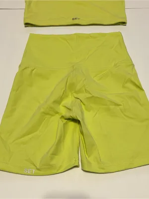 Bright Yellow Set Active SportBody Set Sports Bra Tank Top and Shorts Set thumbnail 2