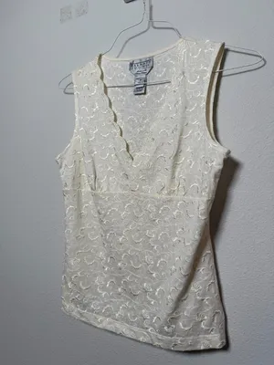 Vintage Cream White Y2K Romantic Tank Top thumbnail 3