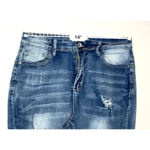 Elite Jeans Ripped Destroyed Blue Jeans‎ High Rise Punk Bohemian Sz 13/14 thumbnail 4